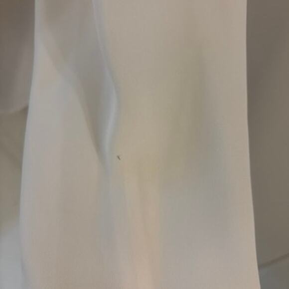 Express Portofino Blouse Medium White Black Trim Zip Front Long Sleeve Top - Picture 5 of 8